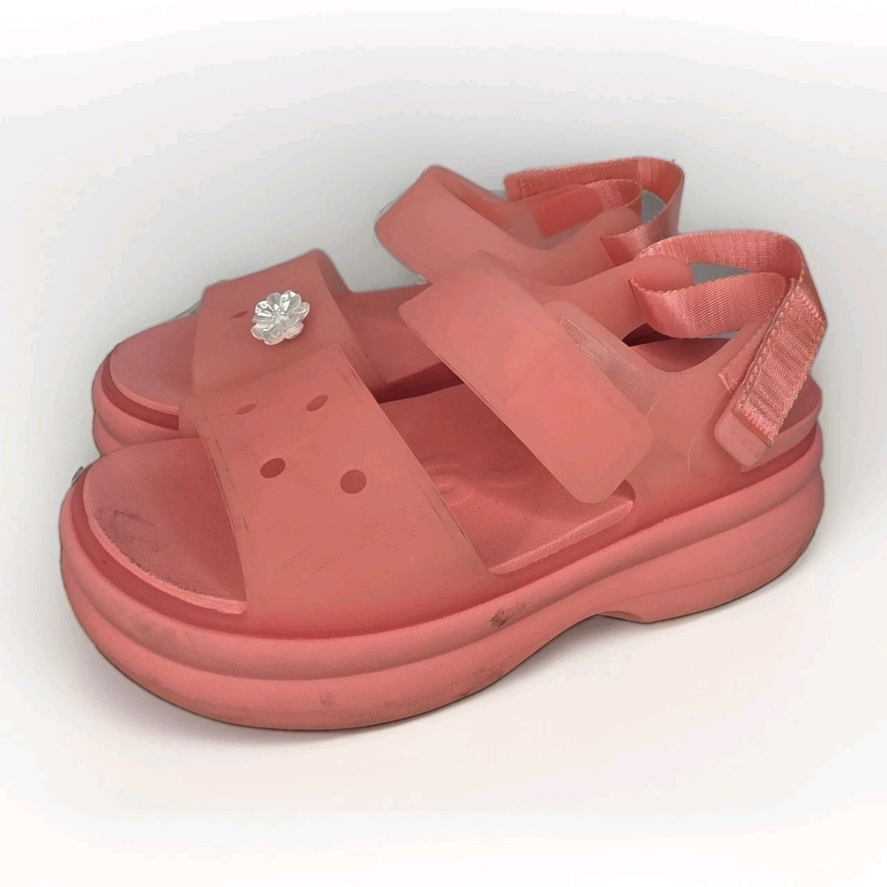 Crocs Soho Frosted Y Strap Sandal Guava Pink Platform Sz 9 Womens